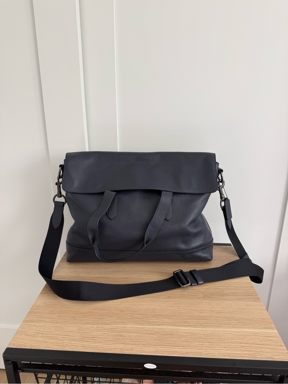 Coach Unisex Navy and Black Leather Brief